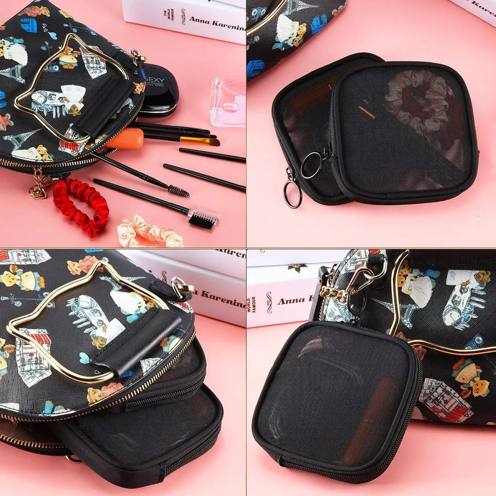 Transparent Mini Cosmetic Bag Small Travel Black Mesh Simple Makeup Bags Girl Storage Toiletry Wash Lipstick Cases